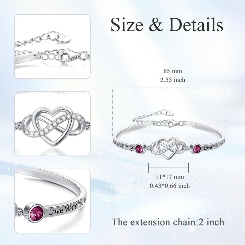 AOBOCO 925 Sterling Silver Adjustable Infinity Heart Bangle Bracelet for Sister Best Friend Daughter Mom Grandma Granddaughter Daughter in Law Godmother Goddaughter Stepmom Stepdaughter - Image 4